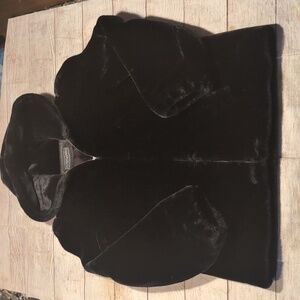 Outer layer Vintage Women's Black Faux Fur Lined Hooded Jacket Size 9/10